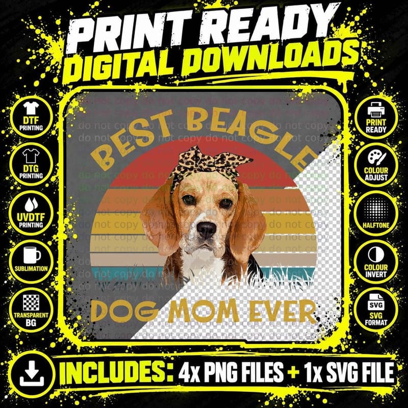 Best Beagle Dog Mom Ever T-Shirt, Vintage Retro Png SVG Digital Bundle