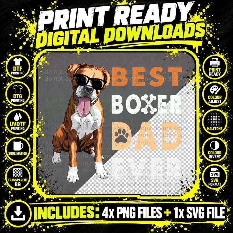 Best Boxer Dad Ever T-Shirt, Pet Lover Apparel Png SVG Digital Bundle