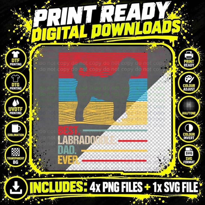 Best Labradoodle Dad Ever T-Shirt, Pet Lover Apparel Png SVG Digital Bundle