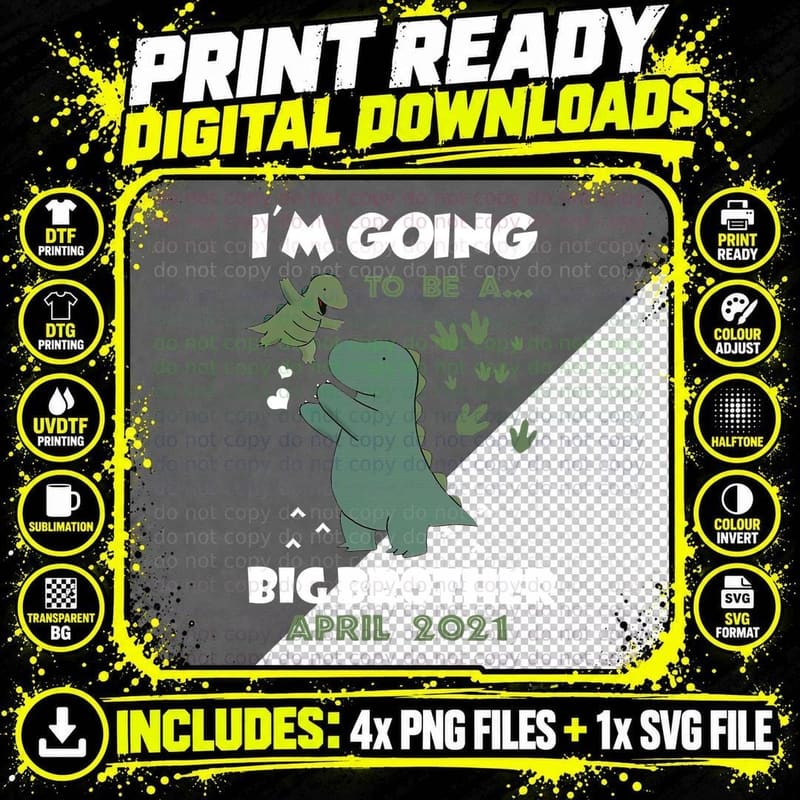 Big Brother April 2021 T-Shirt, Dinosaur Family Png SVG Digital Bundle