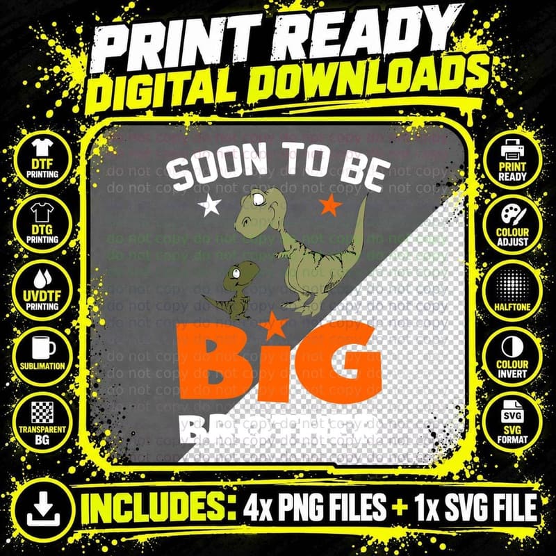Big Brother T-Shirt, Dinosaur Design, Pet Lover Apparel Png SVG Digital Bundle