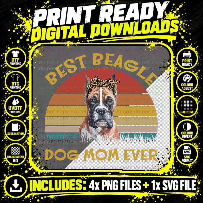 Boxer Dog Mom T-Shirt, Vintage Retro, Pet Lover Apparel Png SVG Digital Bundle