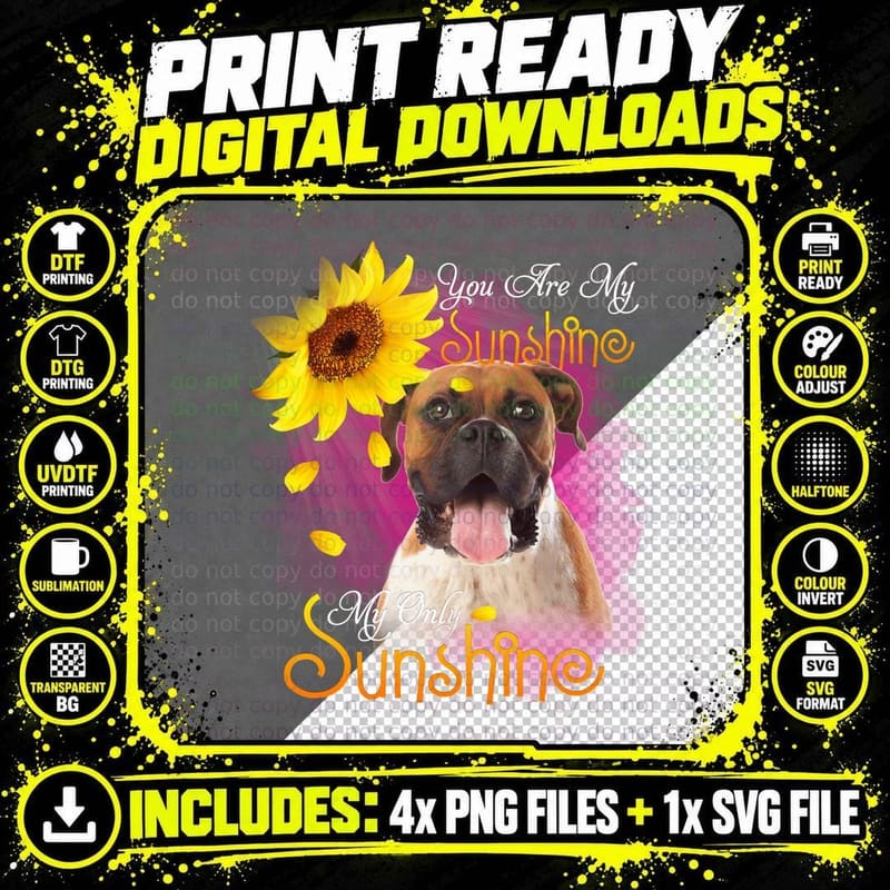 Boxer Dog T-Shirt, Floral Botanical Print, Pet Owner Gift Png SVG Digital Bundle