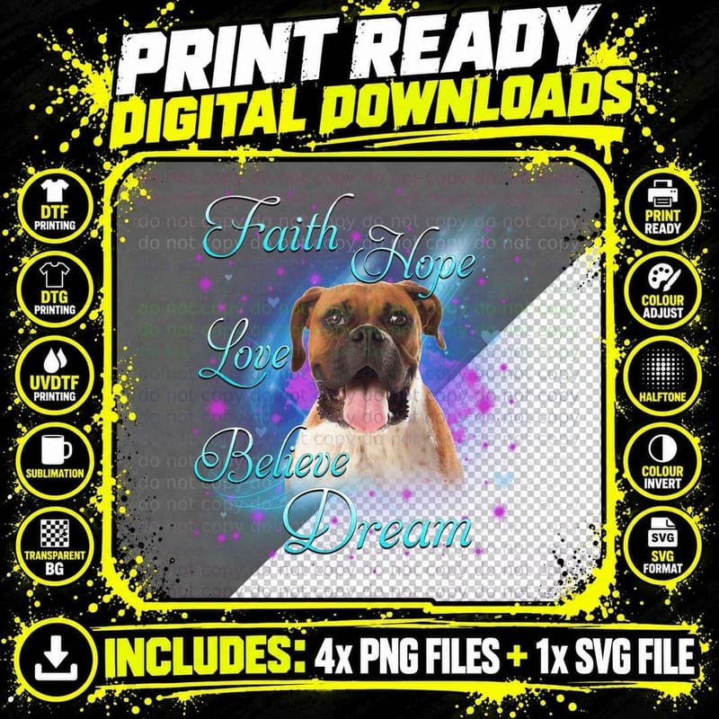 Boxer Dog T-Shirt, Inspirational Quotes Png SVG Digital Bundle