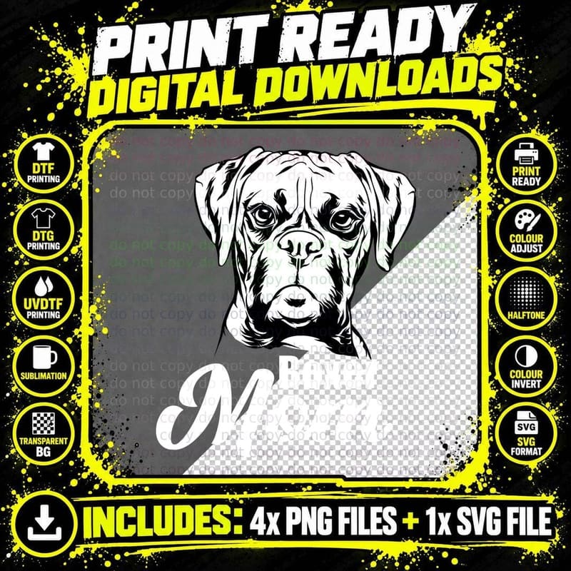 Boxer Mom T-Shirt, Pet Lover Apparel, Dog Mom Gift Idea Png SVG Digital Bundle