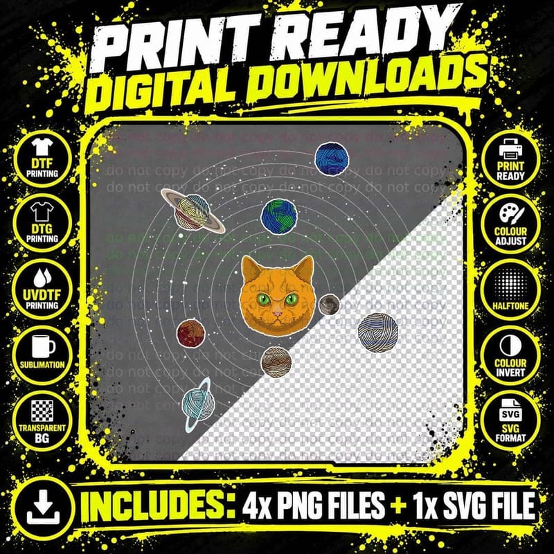 British Shorthair Space Cat T-Shirt Png SVG Digital Bundle