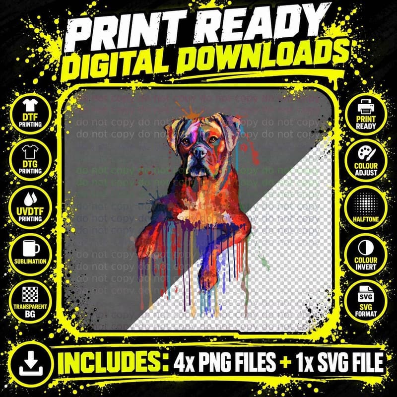 Bullmastiff Artistic Splash T-Shirt, Colorful Pet Design Png SVG Digital Bundle