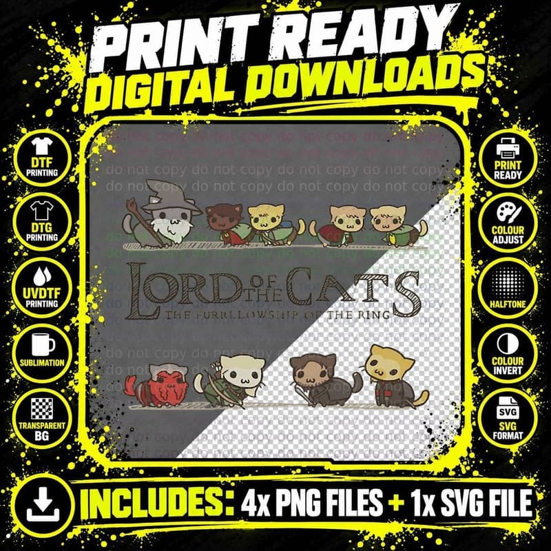 Cat - Lord of the Cats T-Shirt, Funny Kitten T-Shirt Png SVG Digital Bundle