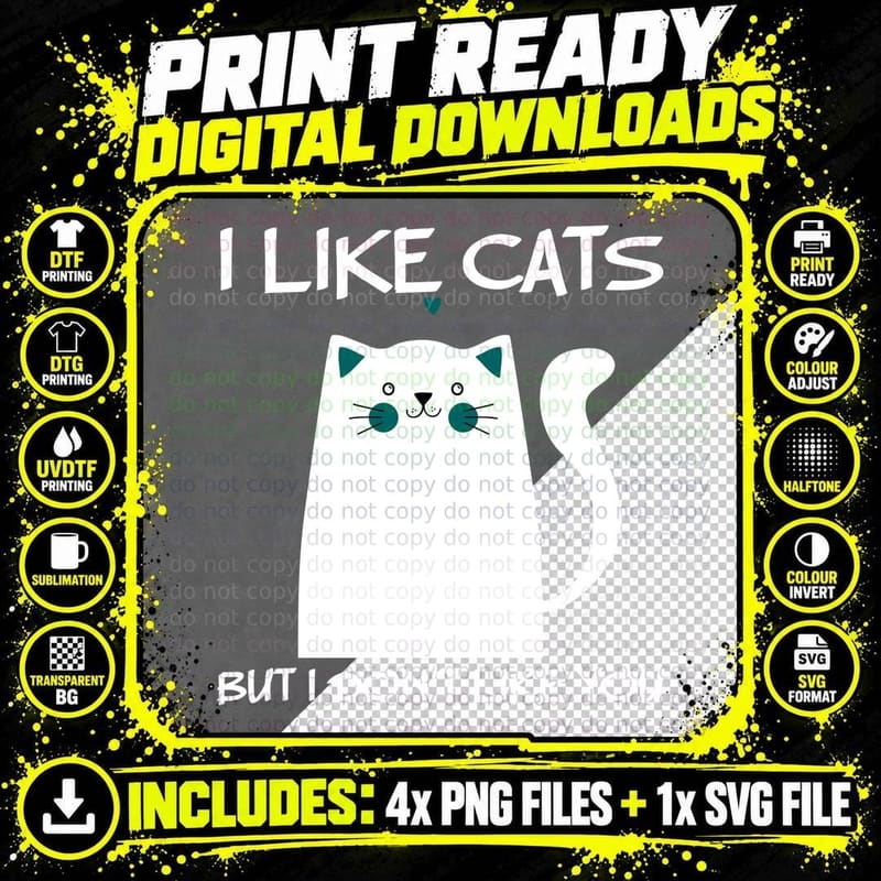Cat Face T-Shirt, Minimalist Animal Print Png SVG Digital Bundle