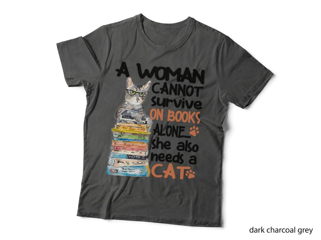 Cat Lover T-Shirt, Bookish Cat Design, Pet Lover Apparel