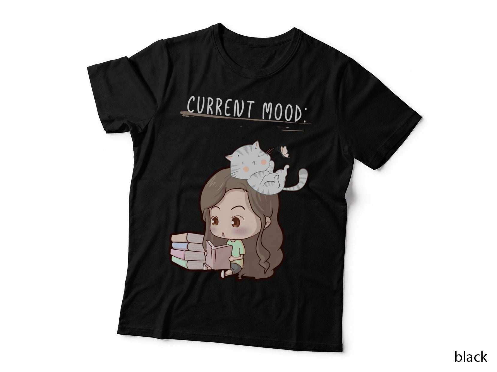 Cat Reading T-Shirt, Cozy Bookworm Style, Pet Lover Apparel