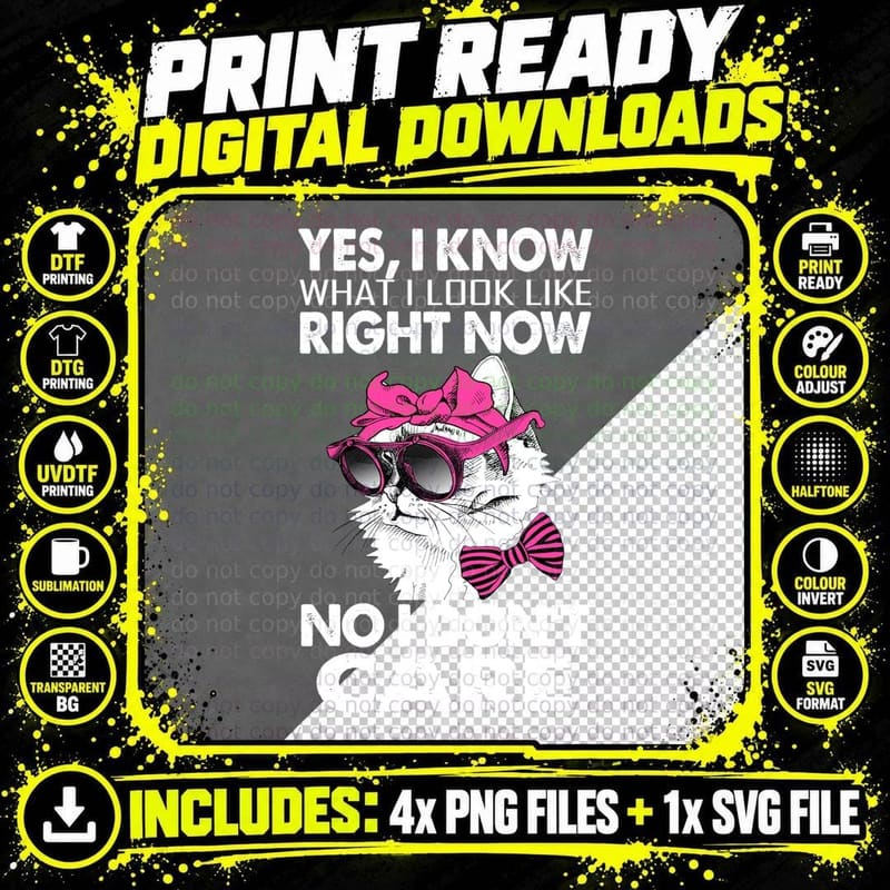 Cat Sunglasses T-Shirt, Fashionable Pet Print Png SVG Digital Bundle