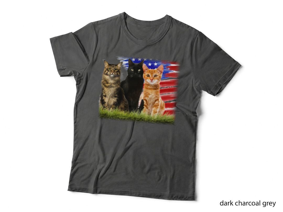 Cat and Flag T-Shirt, Patriotic, Pet Lover Apparel