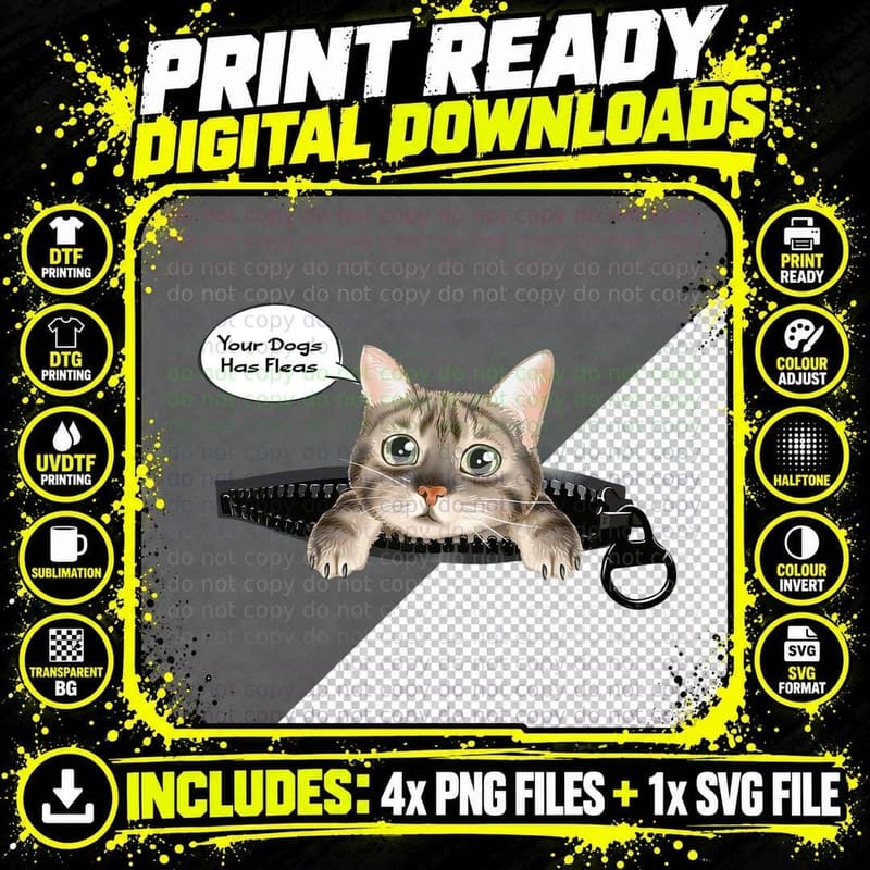 Cat in Dog Collar T-Shirt, Sarcasm Humor Png SVG Digital Bundle