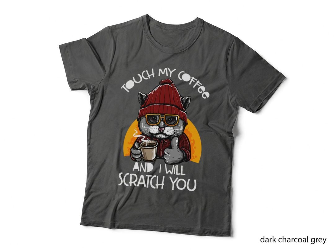 Cat with Coffee T-Shirt, Hipster Animal Print, Pet Lover Apparel
