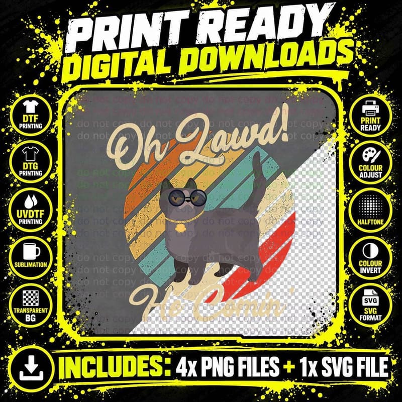 Cat with Sunglasses T-Shirt, Vintage Retro Style Png SVG Digital Bundle