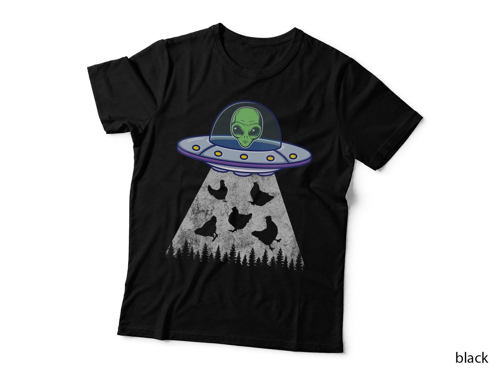 Chicken Abduction Funny UFO Alien Lover Vintage Distress T-Shirt
