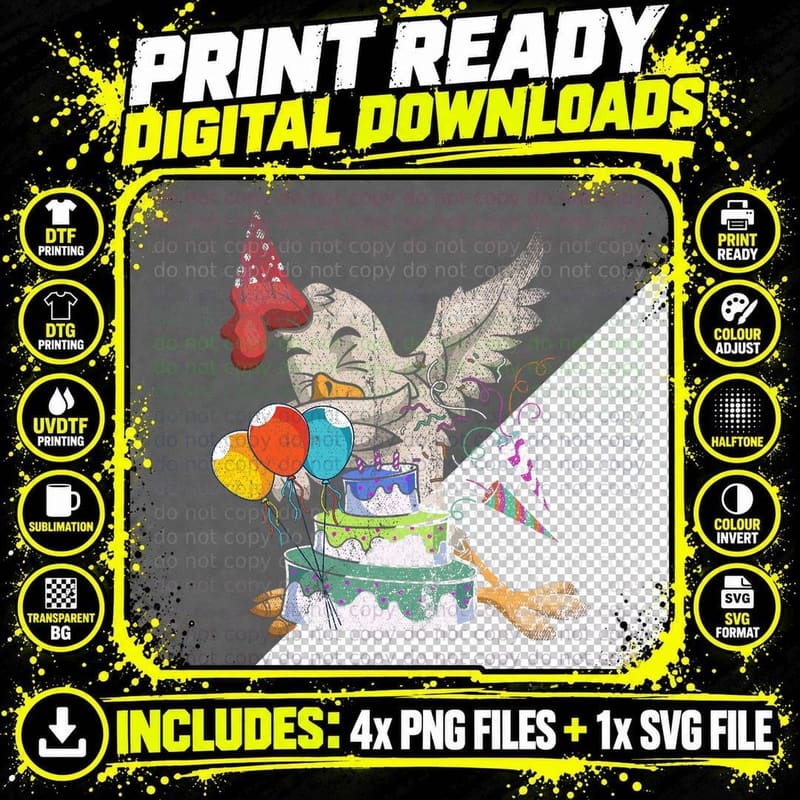 Chicken Birthday Cake Dabbing Chicken T-Shirt Png SVG Digital Bundle