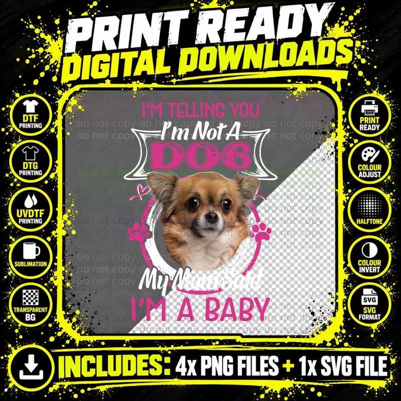 Chihuahua T-Shirt, Adorable Pet Paws, Dog Lovers Apparel Png SVG Digital Bundle