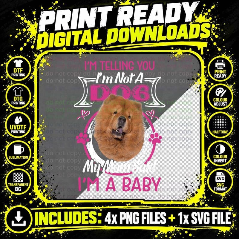 Chow T-Shirt, Adorable Fluffy Paws, Dog Lovers Gift Png SVG Digital Bundle