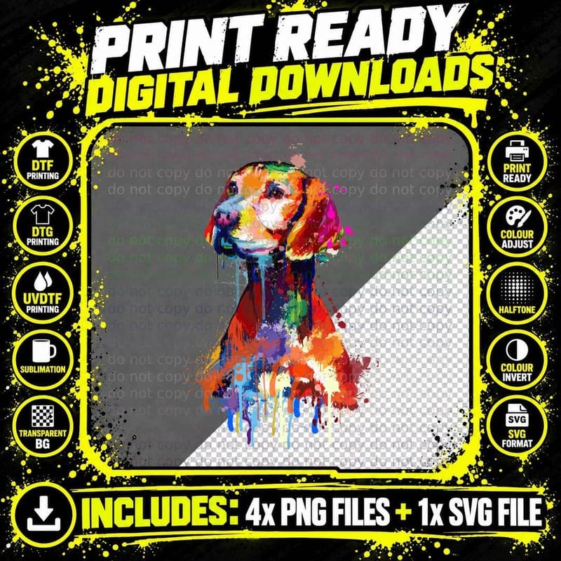 Colorful Vizsla Dog T-Shirt, Abstract Art Style Png SVG Digital Bundle
