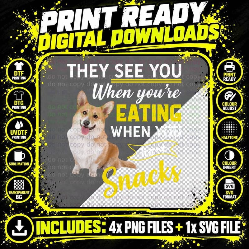 Corgi Eating Snacks T-Shirt, Pet Lover Apparel Png SVG Digital Bundle