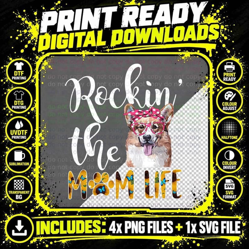 Corgi Mom Life T-Shirt, Pet Lover Apparel Png SVG Digital Bundle