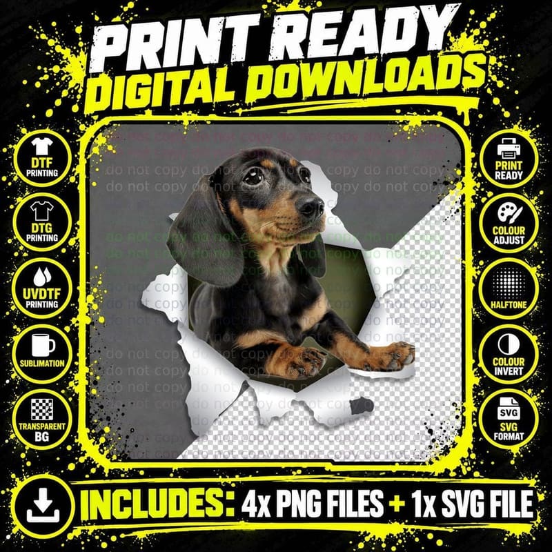 Dachshund T-Shirt, Classic Dog Breed Png SVG Digital Bundle