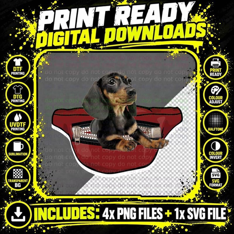 Dachshund in Car Seat T-Shirt, Pet Lover Apparel Png SVG Digital Bundle