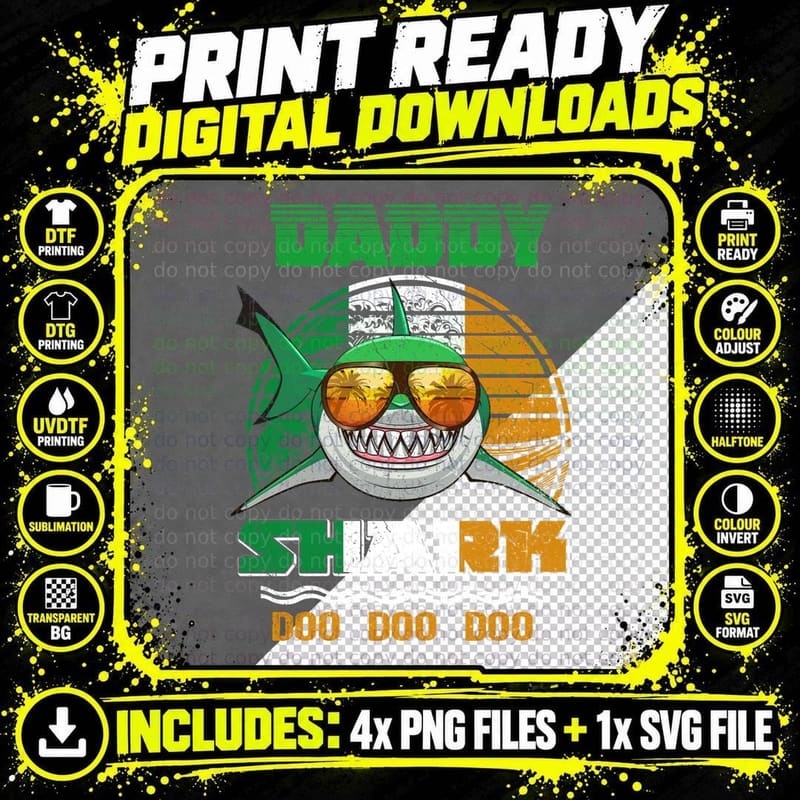 Daddy Shark Irish T-Shirt, St Patricks Day Png SVG Digital Bundle