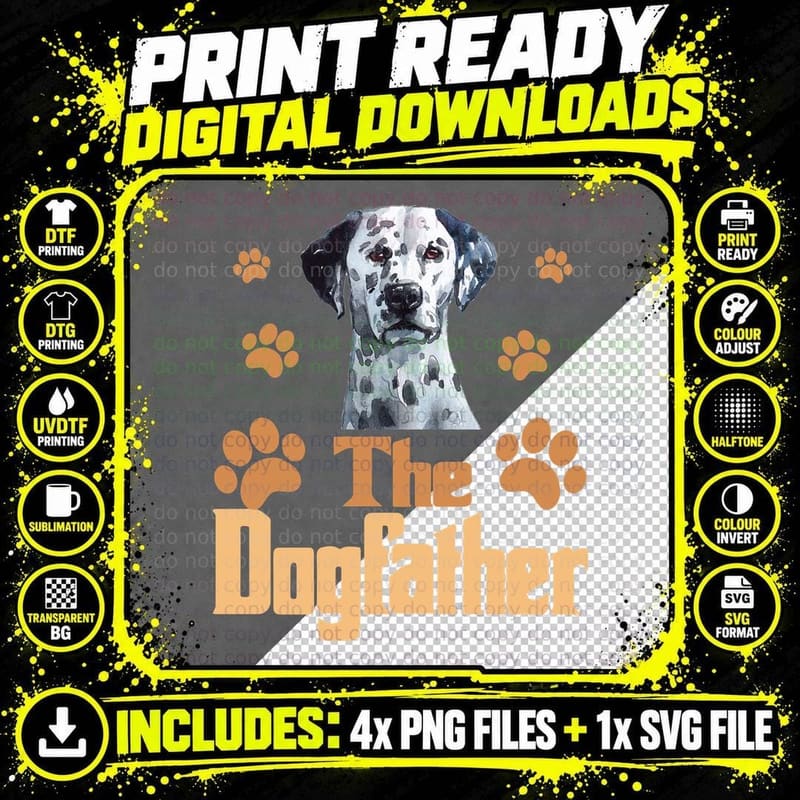 Dalmatian Dog Father T-Shirt, Funny Dog Dad Gift Png SVG Digital Bundle