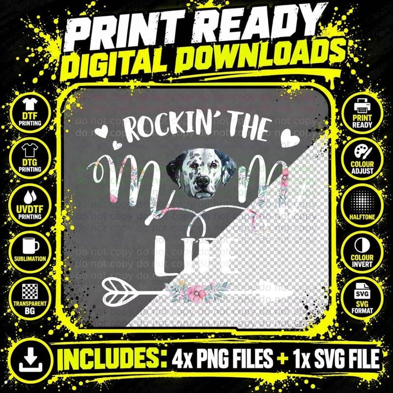 Dalmatian Floral T-Shirt, Pet Lover Apparel Png SVG Digital Bundle