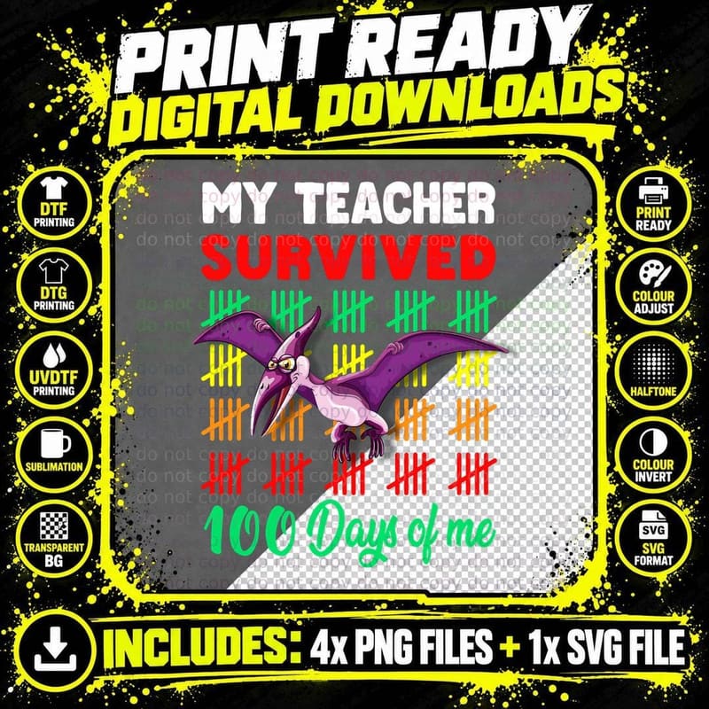 Dinosaur Pterosaur T-Shirt, Funny Dino Design Png SVG Digital Bundle