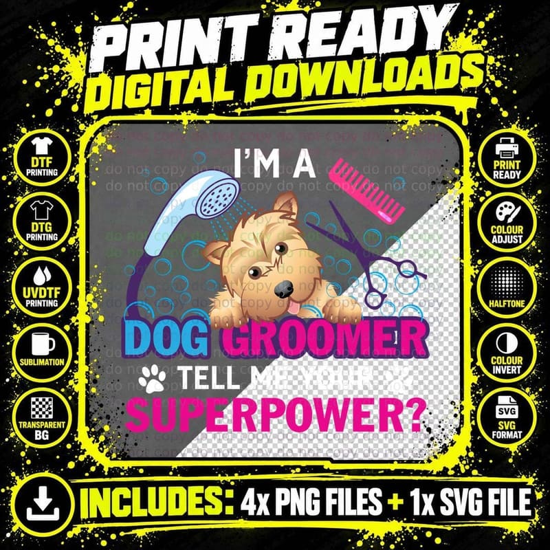 Dog Groomer Superpower T-Shirt, Pet Lover Apparel Png SVG Digital Bundle