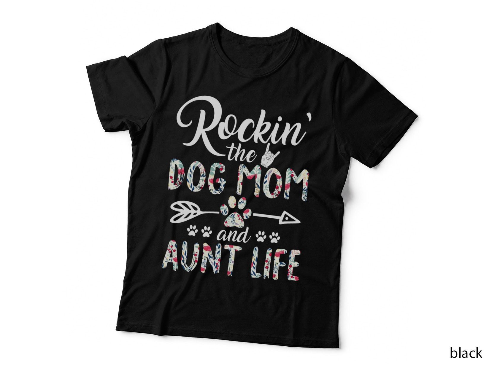 Dog Mom & Auntie T-Shirt, Floral Botanical, Pet Lover Apparel