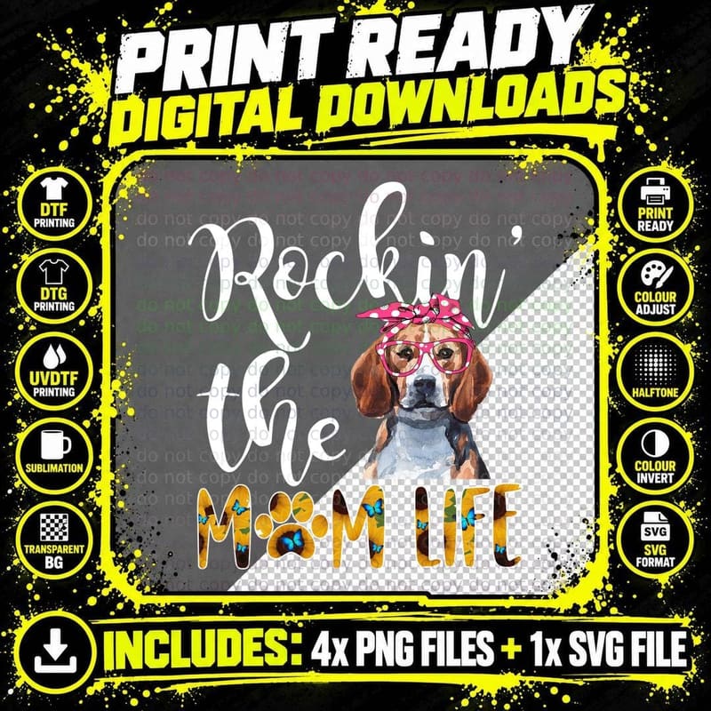 Dog Mom Beagle Mom Life T-Shirt, Mom Life Png SVG Digital Bundle