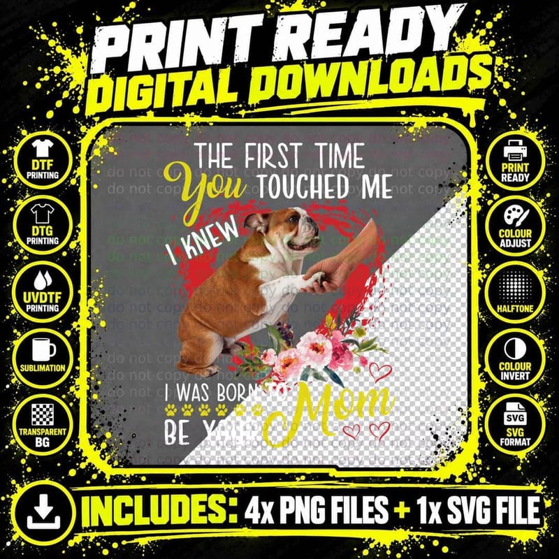 Dog Mom Bulldog T-Shirt, Pet Lover Apparel, Mom Family Png SVG Digital Bundle