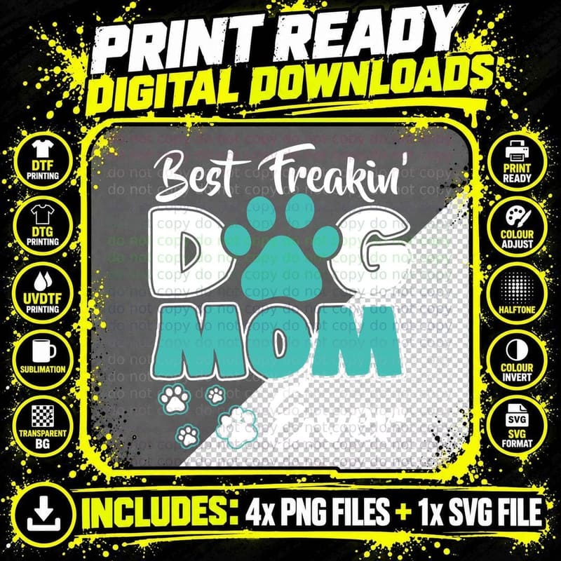 Dog Mom Paw Print T-Shirt, Pet Lover Apparel, Mom Family Png SVG Digital Bundle