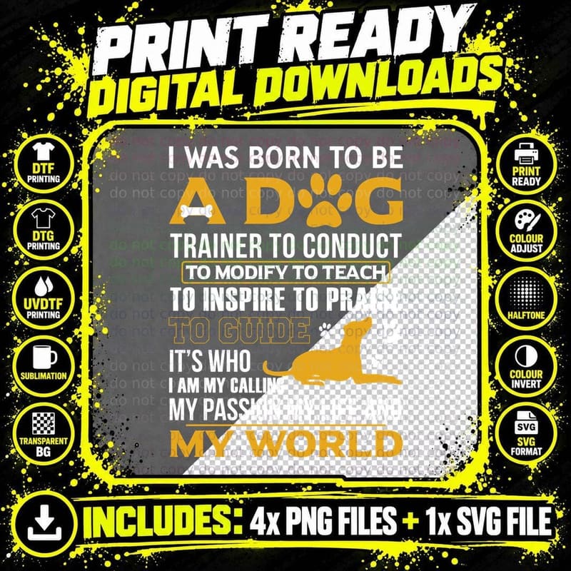 Dog Trainer T-Shirt, Pet Lover Apparel, Training Guide Png SVG Digital Bundle