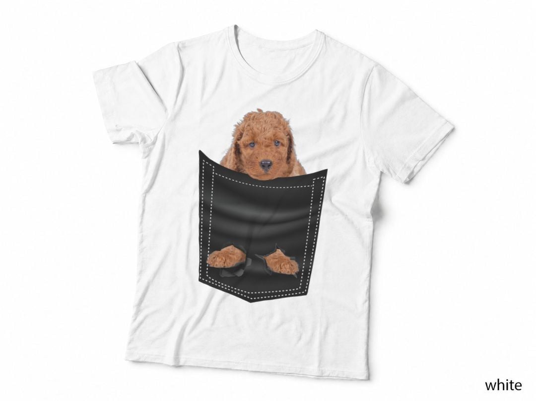 Dog in Pocket T-Shirt, Pet Lover Apparel, Animal Print