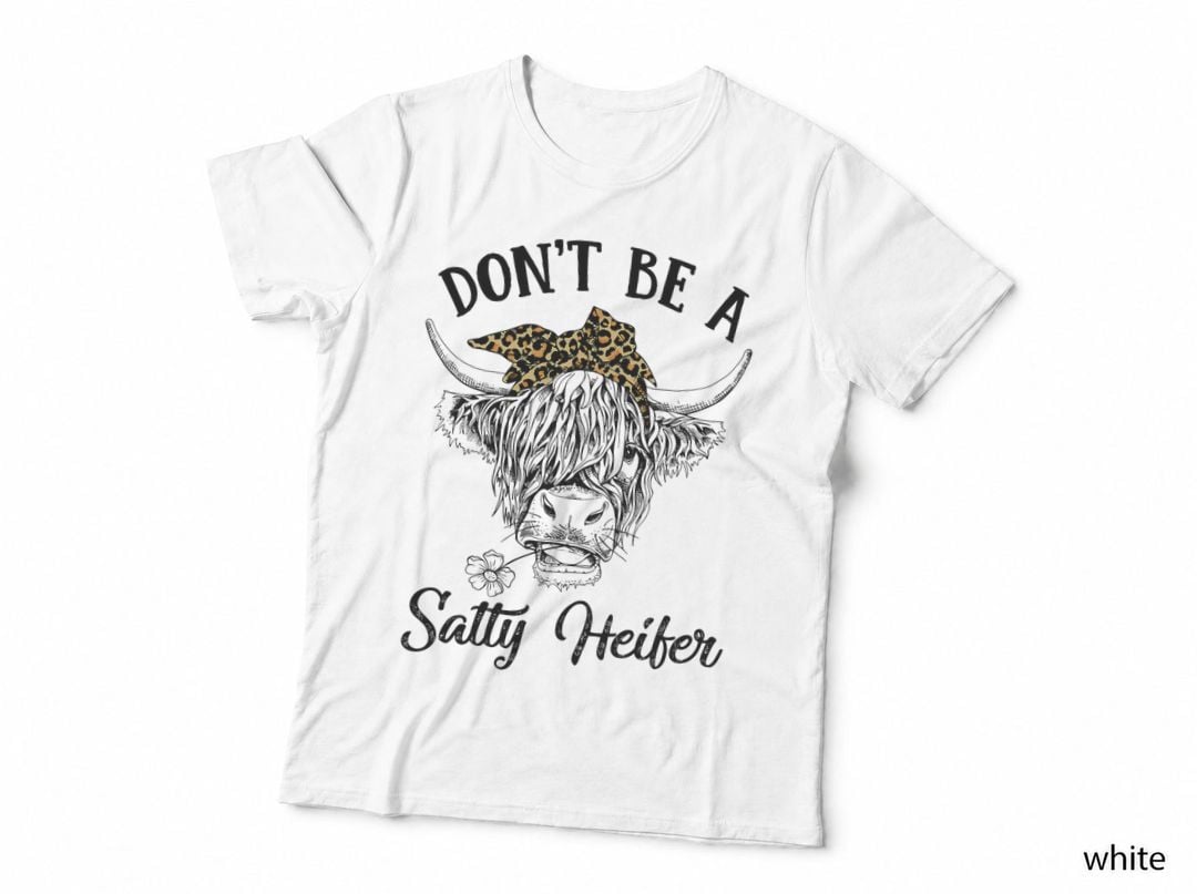Don't Be a Salty Heifer Vintage Cow Leopard Bandana Cowgirl, Throwback T-Shirt