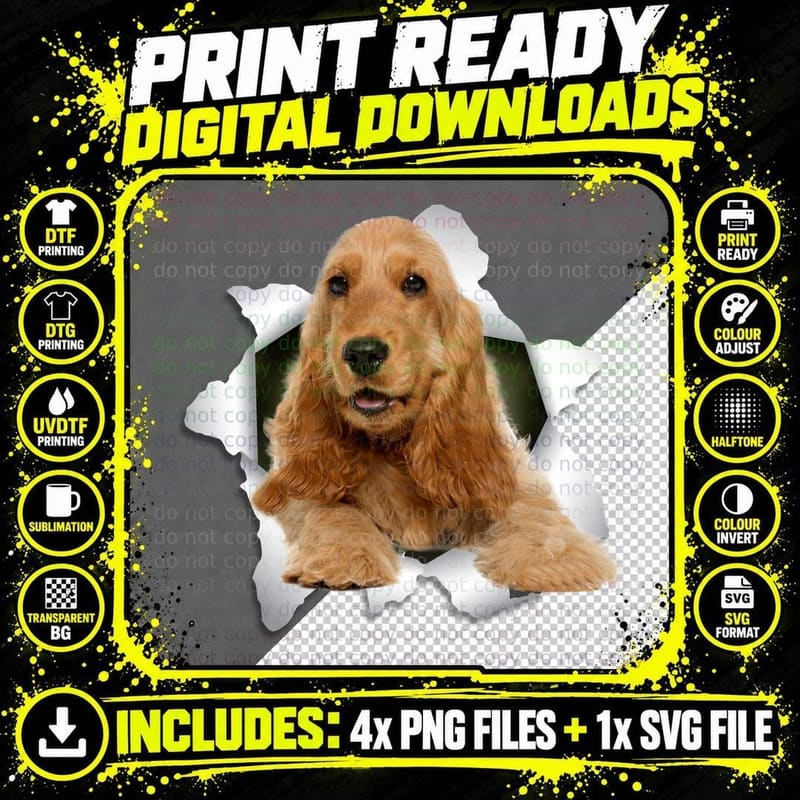 English Cocker Spaniel T-Shirt, Pet Lover Apparel Png SVG Digital Bundle