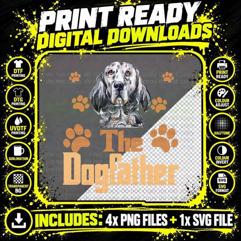 English Setter Dog Dad T-Shirt, Pet Lover Apparel Png SVG Digital Bundle
