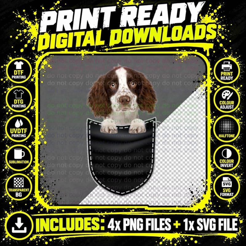 English Springer Spaniel T-Shirt, Classic Pet Print Png SVG Digital Bundle