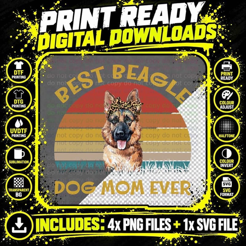 German Shepherd Best Beagle Dog Mom Ever T-Shirt Png SVG Digital Bundle