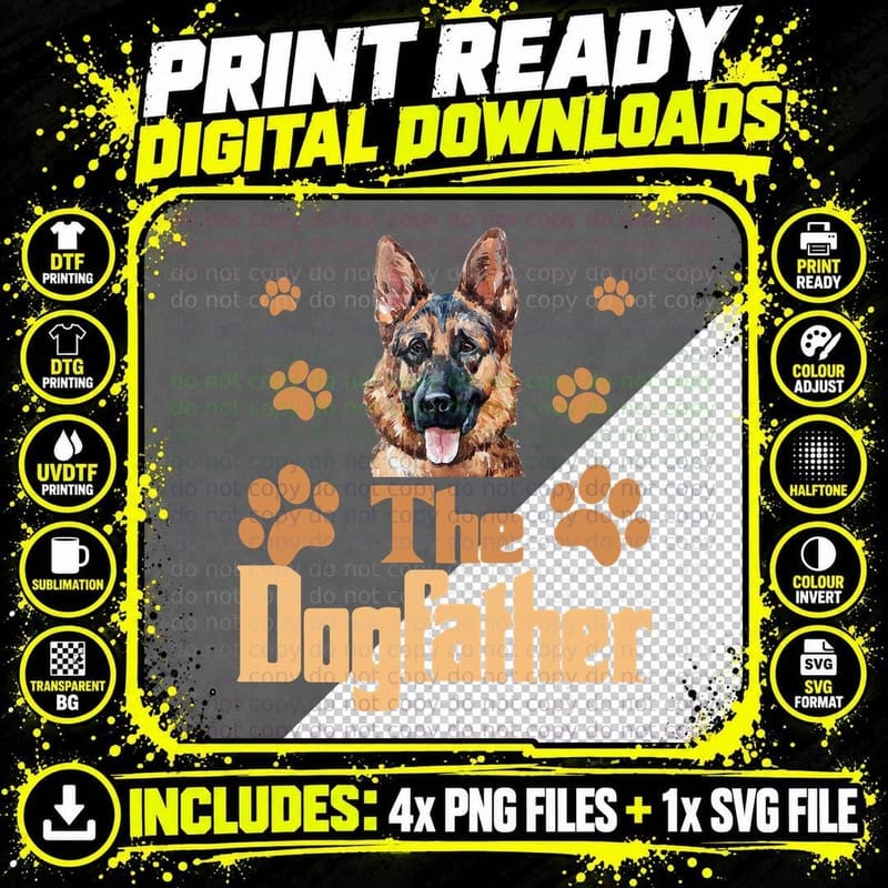 German Shepherd T-Shirt, Funny Dog Dad Gift Png SVG Digital Bundle