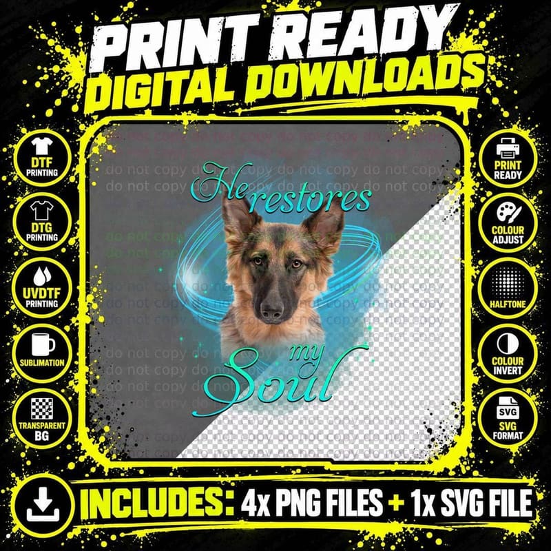 German Shepherd T-Shirt, Pet Lover Apparel Png SVG Digital Bundle