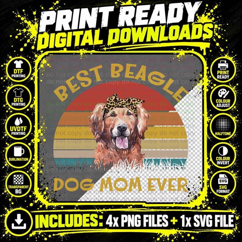 Golden Retriever T-Shirt, Vintage Retro, Dog Mom Apparel Png SVG Digital Bundle