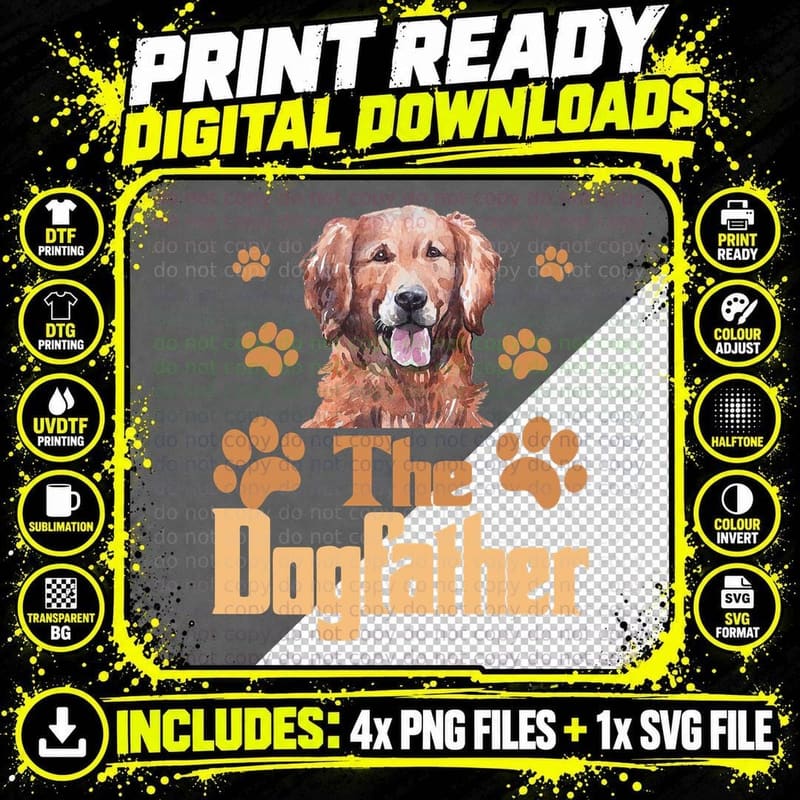 Golden Retriever the Dogfather T-Shirt Png SVG Digital Bundle