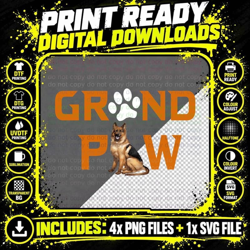 Grand Paw T-Shirt, Pet Lover Apparel, Dog Owner Gift Png SVG Digital Bundle